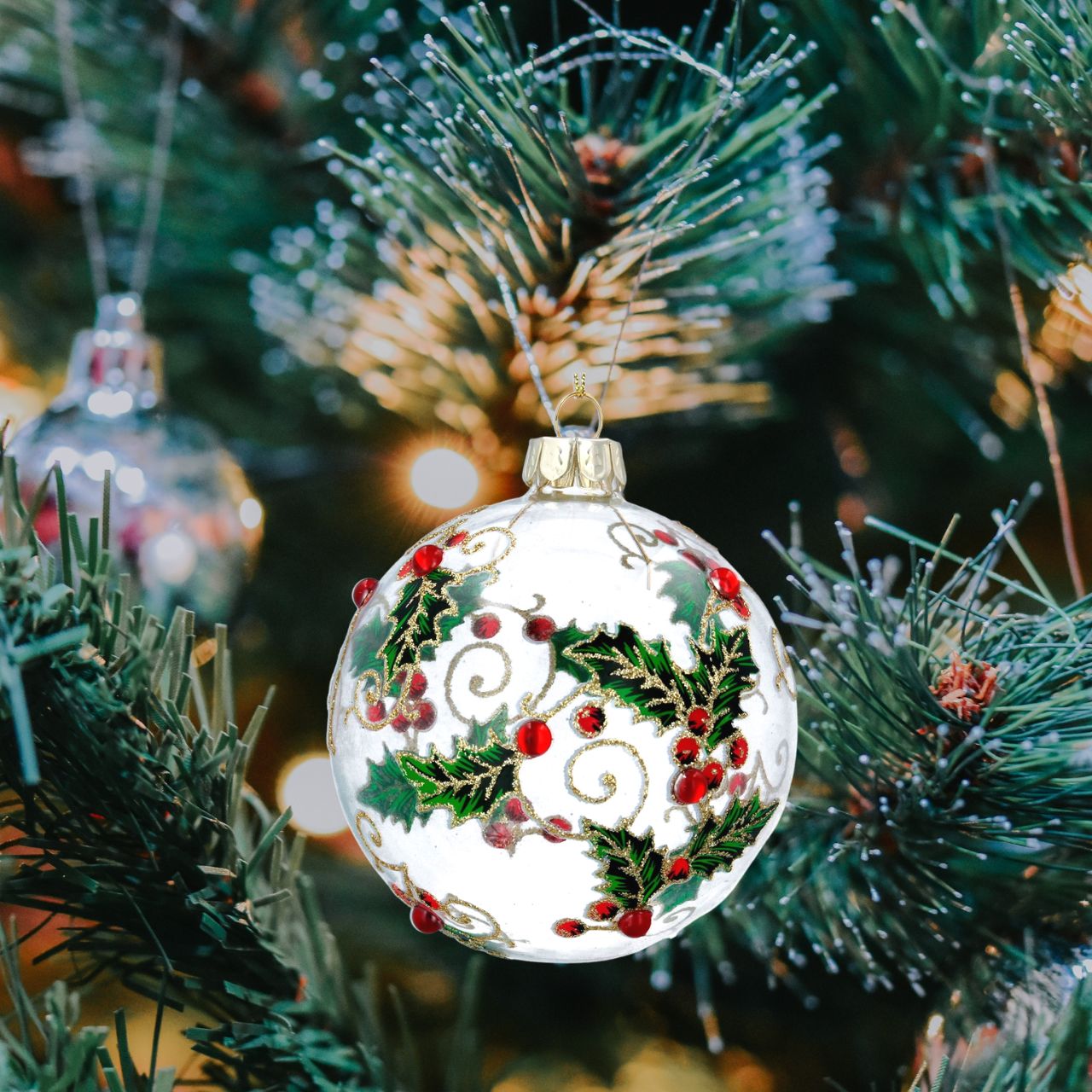 Christmas shop decorations baubles