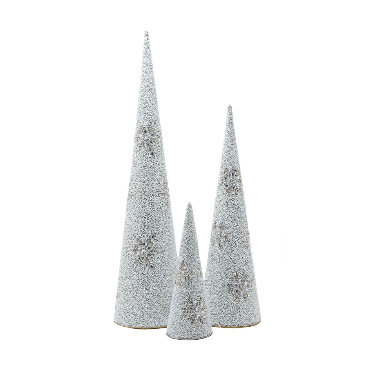 Crafted with meticulous beadwork, its medium size adds a delightful accent to mantels, shelves, or tabletops. Whether displayed alone or as part of a festive arrangement, this cone tree exudes holiday cheer.