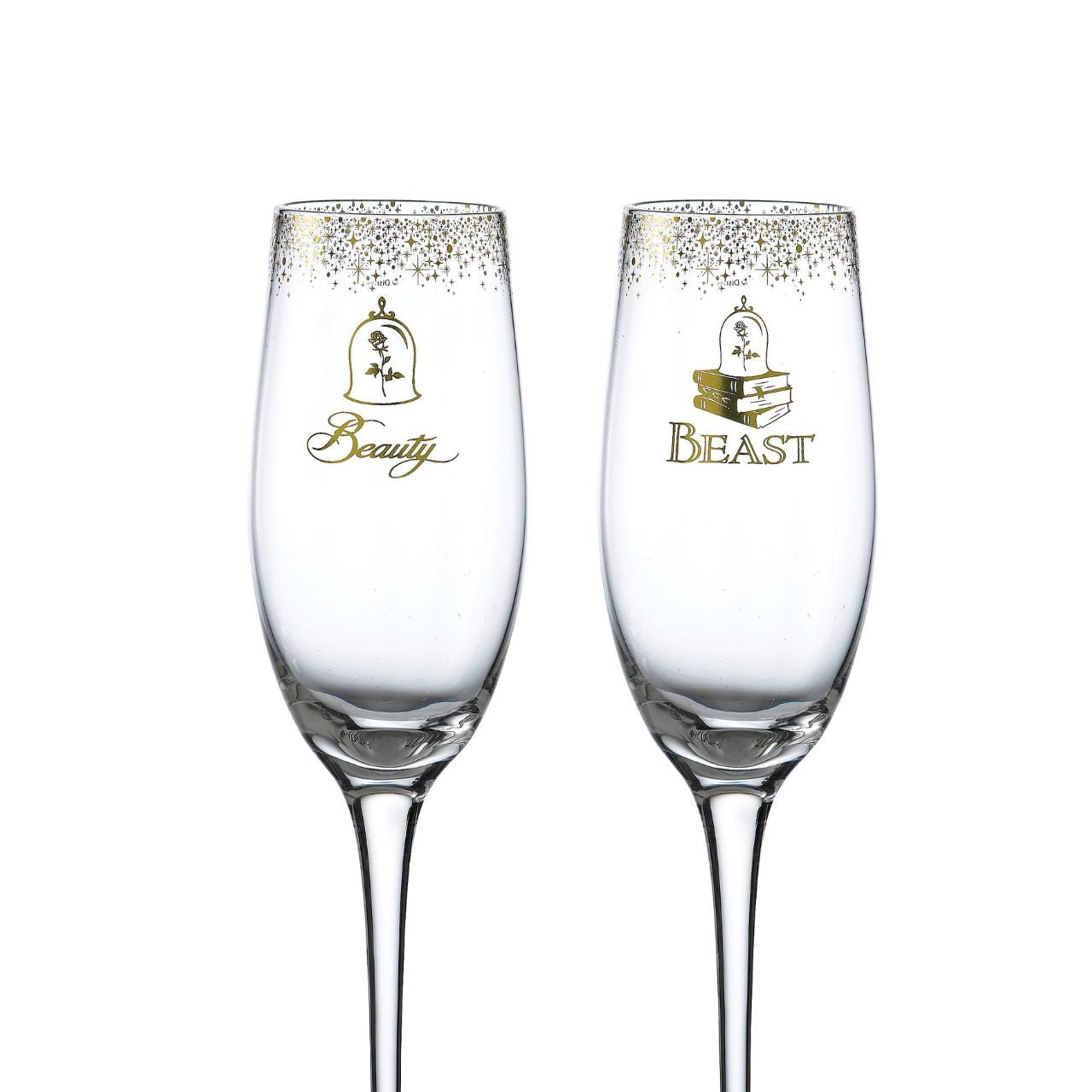 Raise a toast in Disney style with our Beauty and the Beast glasses. The set of two glasses are the perfect gift and keepsake for the happy couple to use for their fairy tale wedding. Packed in a Disney branded window gift box.