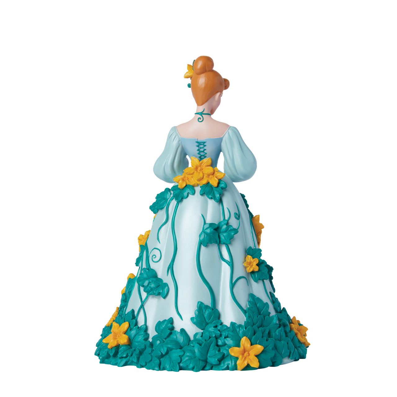 Part of the Disney Showcase Botanical collection, the Botanical Cinderella figurine sees Disney's iconic princess in her trademark blue ball gown adorned with bright yellow flowers and swirling green vines. Holding her silver pumpkin shaped handbag, she's ready to meet her Prince Charming.