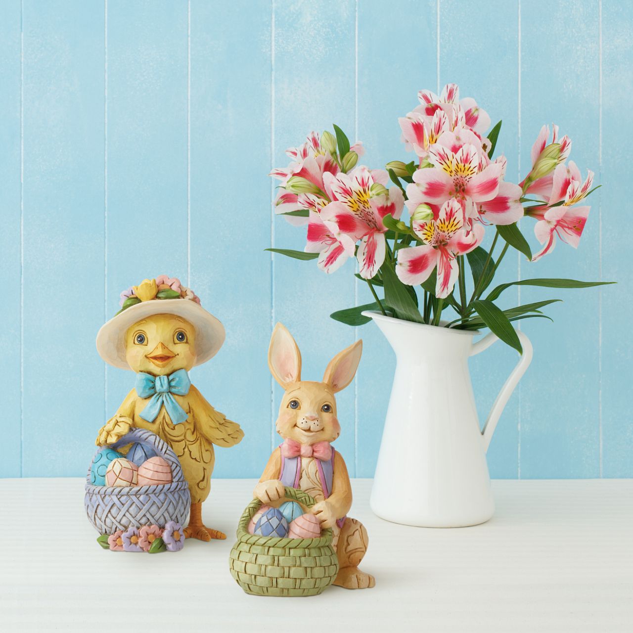 Heartwood Creek Bunny with Easter Basket Mini Figurine by Jim Shore  Spring brings new beginnings and the blossoming of new life, flowers, and growth. Celebrate the season with Jim Shore's Heartwood Creek collection.