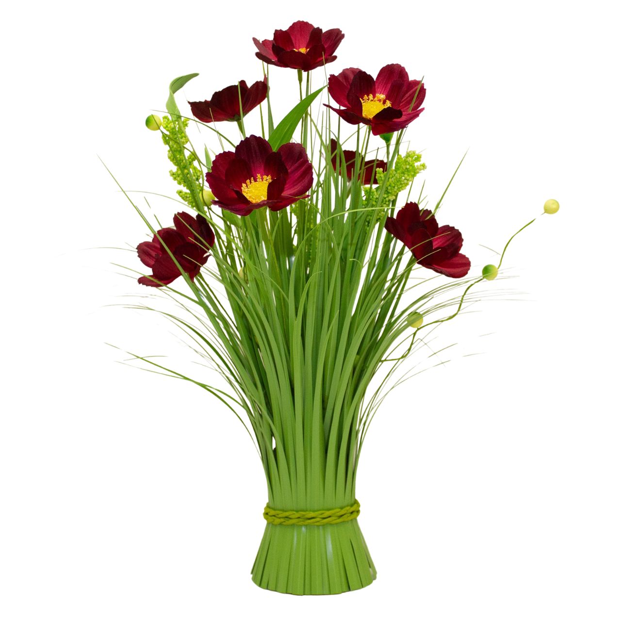 Burgundy Daisy Mini Floral Sheaf 40cm  This Enchante Burgundy Daisy Mini Floral Sheaf measures 40cm and features vibrant burgundy daisies. Handcrafted with high-quality, this miniature floral arrangement adds a touch of elegance to any space. Perfect for home decor, weddings, or special events. Bring the beauty of nature indoors with this stunning floral sheaf.