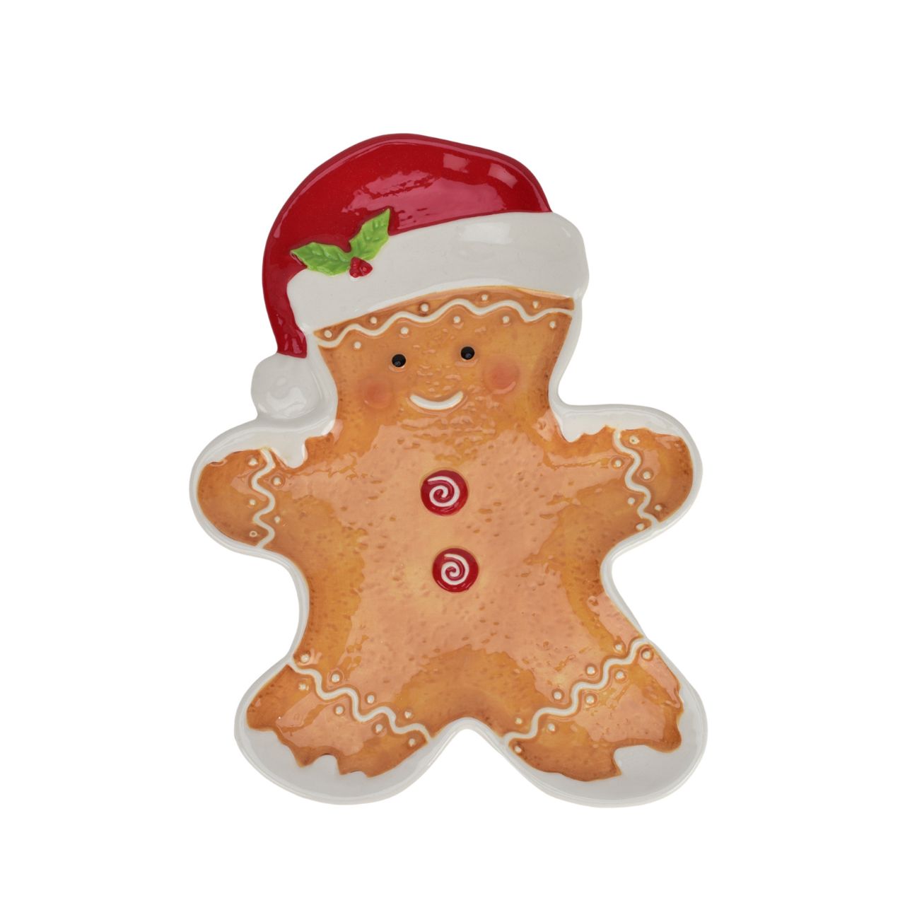 Christmas Ceramic Gingerbread Plate  The perfect place to display festive snacks, this ceramic gingerbread plate would make a festive addition to any Christmas party. Or even use this on Christmas Eve as a place to store all of Santa's cookies.