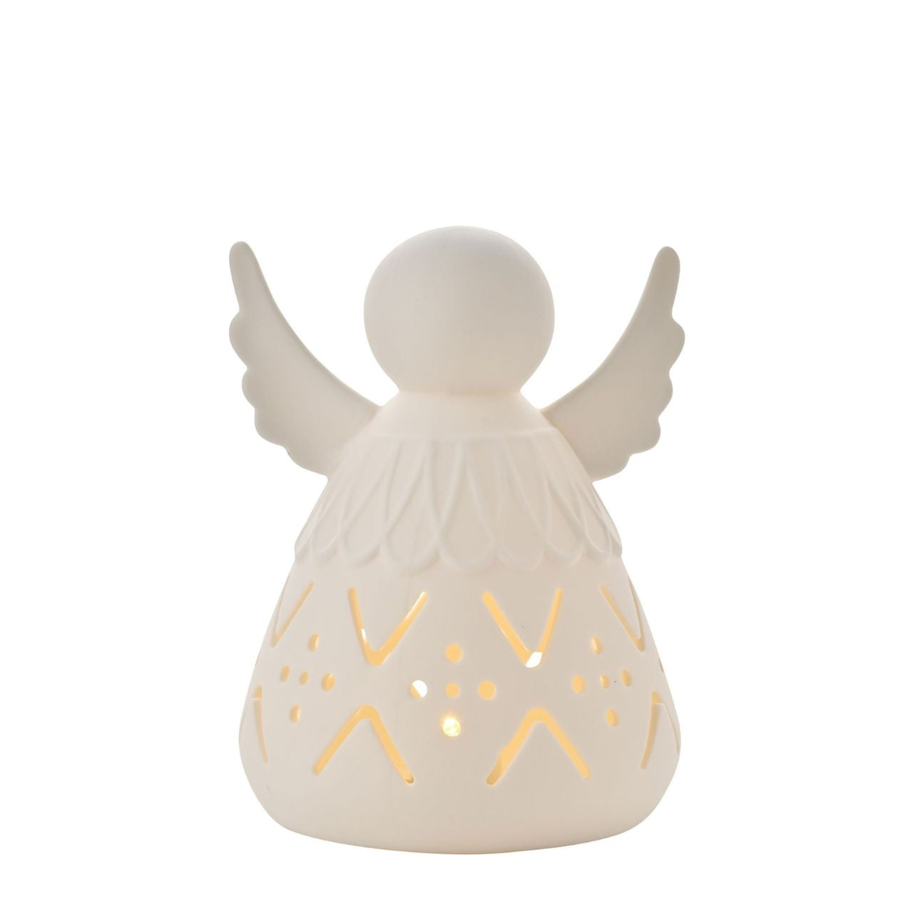 Illuminate your retail space with the Ceramic Light Up LED Angel - Large by The Seasonal Gift Co. This enchanting angel radiates warmth and serenity, perfect for adding a touch of heavenly charm to any display.