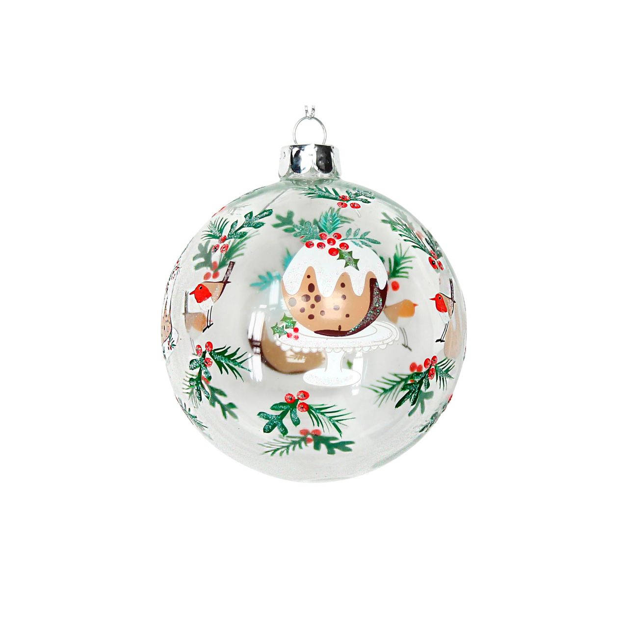 This Gisela Graham Christmas Baubles is perfect for your festive holiday décor. Featuring an clear glass bauble with glaze and a beautiful painted Plum Pudding design, these classic decorations will bring a subtle elegance to your tree this season.