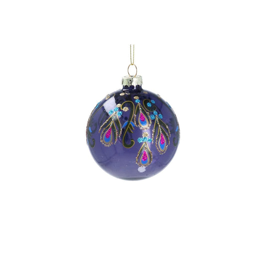 Expertly designed by Gisela Graham, these Christmas Baubles feature a beautiful blend of purple, pink, and blue colours with intricate peacock feather detailing. Elevate your holiday décor with these unique and eye-catching ornaments