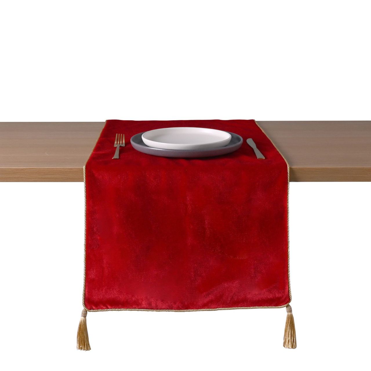 Christmas Red Table Runner  A red Christmas table runner by THE SEASONAL GIFT CO.  This regal table runner will enhance dining tables throughout the festive period.