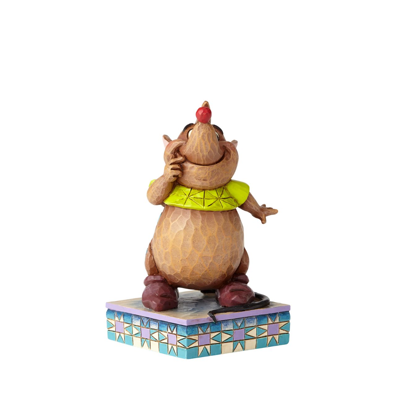 Gus-Gus may not be the smartest mouse in Cinderella's loyal bunch, but he is certainly one of the most lovable. This charming design shows the always-hungry Gus eagerly anticipating a yummy snack, his round belly protruding beneath a snug green tee. 