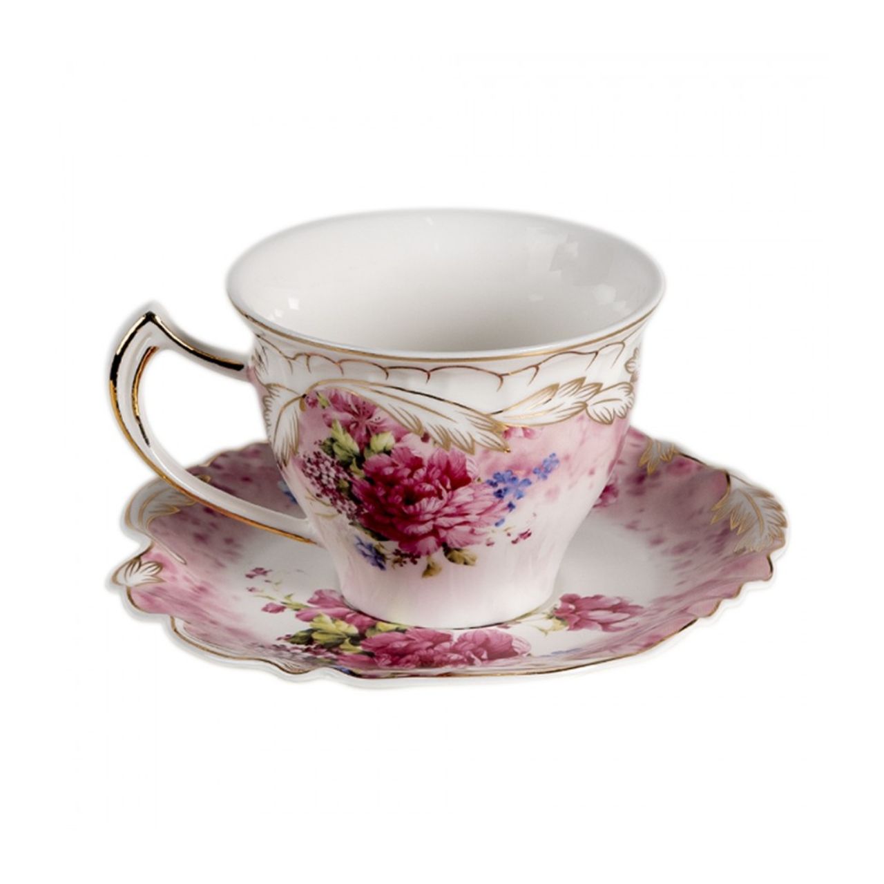 Enjoy a special cup of tea or coffee with the Clayre &amp; Eef Classic Pink Flowers Cup and Saucer. Carefully crafted from quality materials, this unique cup and saucer combination is decorated with charming pink and white floral motifs for a timeless, traditional look. Whether you're hosting guests or sipping a cup of tea solo, let the Classic Pink Flowers Cup and Saucer be your tasteful choice.