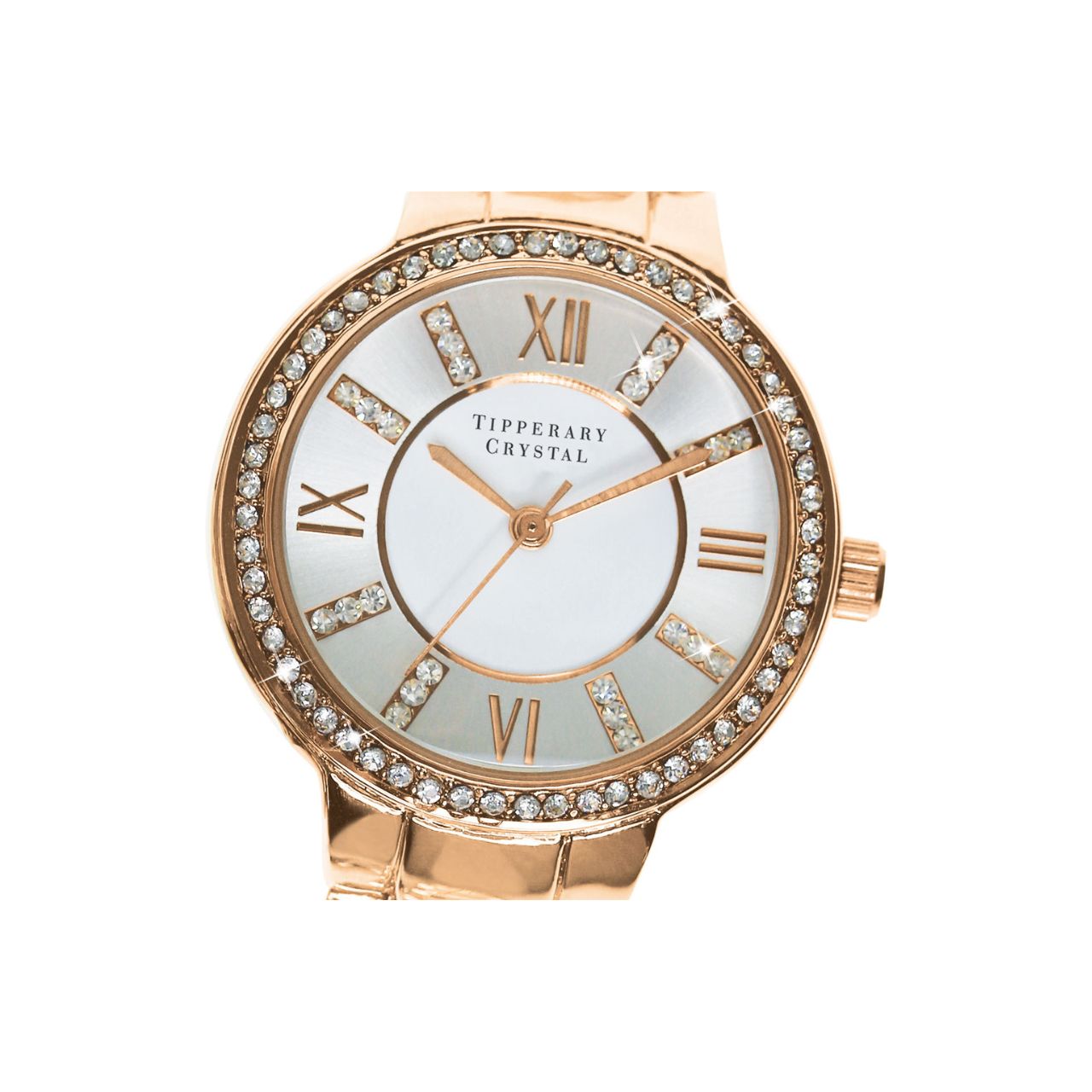 Continuance Rose Gold Ladies Watch by Tipperary  Continuance Rose Gold Watch from Tipperary Crystal. The continuance in rose gold is our most popular watch. The rose gold plated stainless steel bracelet complements the rose gold plating and crystal setting on the watch case. Inset with crystals on the face and strap this beautiful timepiece is sure to please. Each watch has a twelve month warranty.