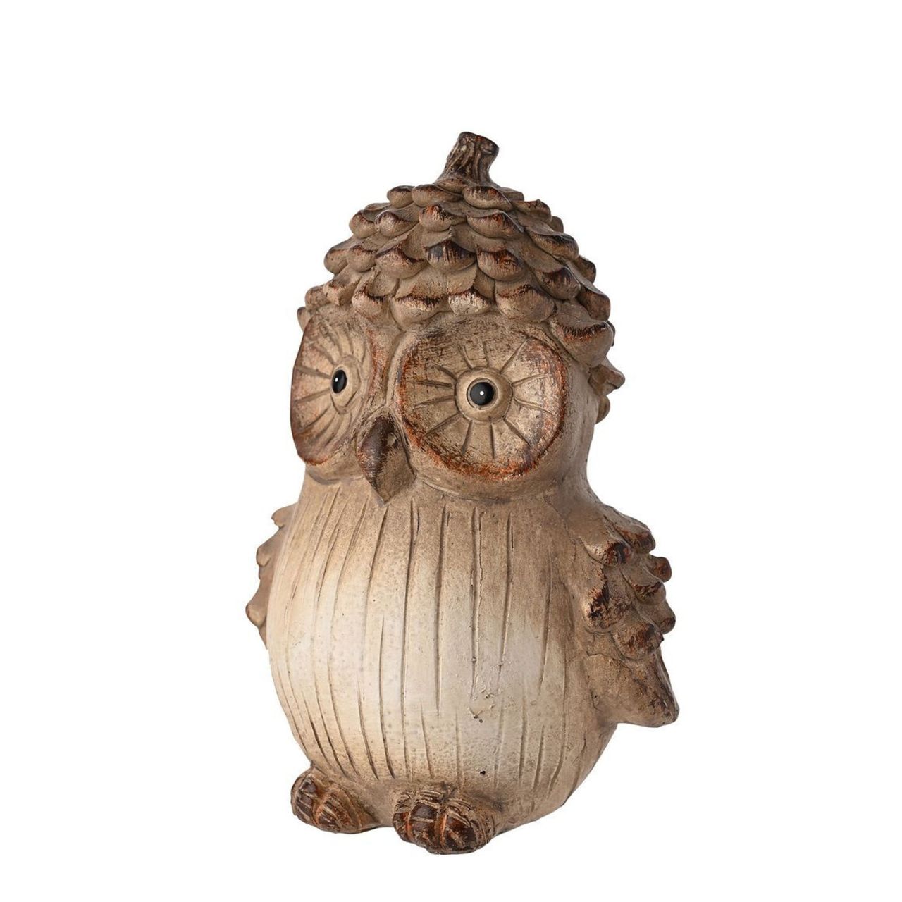 A Country Living Wood Effect Resin Owl - Large. A joyous decorative piece that brings the whimsical spirit of autumn into the home.