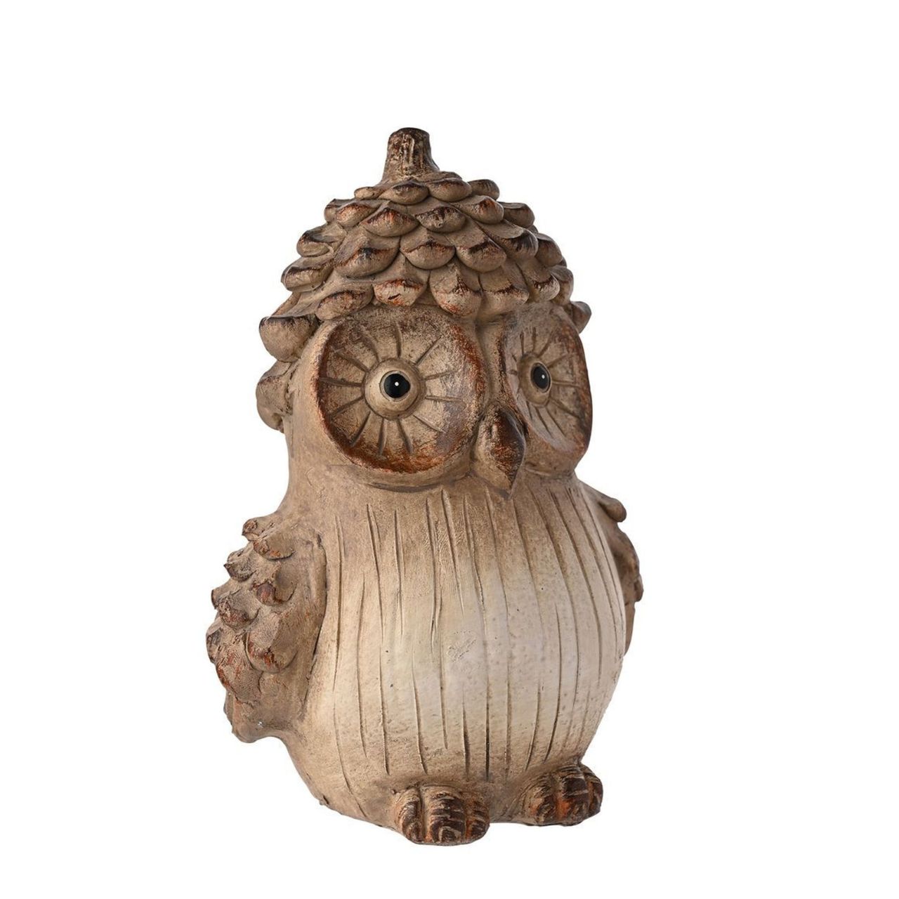 A Country Living Wood Effect Resin Owl - Large. A joyous decorative piece that brings the whimsical spirit of autumn into the home.