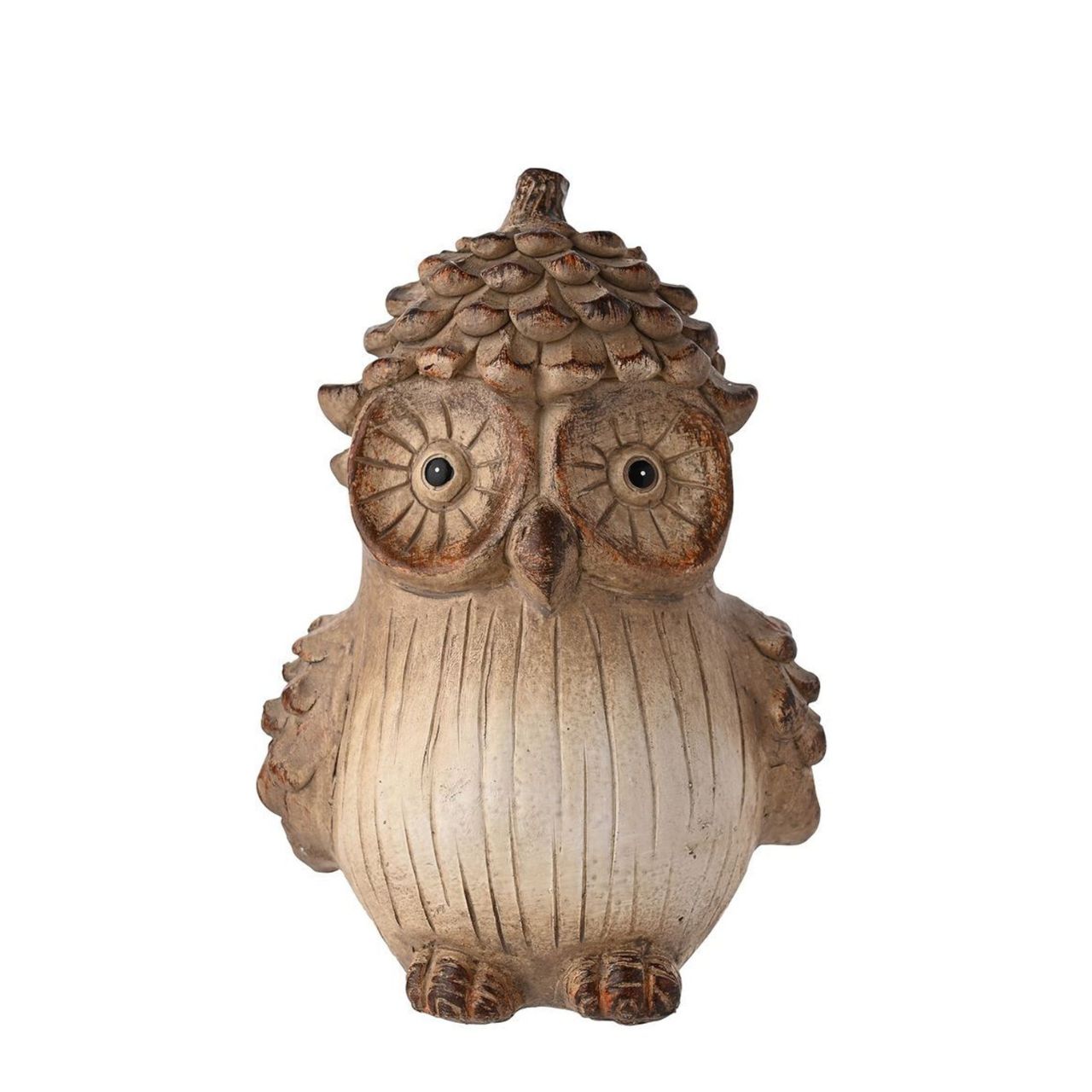 A Country Living Wood Effect Resin Owl - Large. A joyous decorative piece that brings the whimsical spirit of autumn into the home.