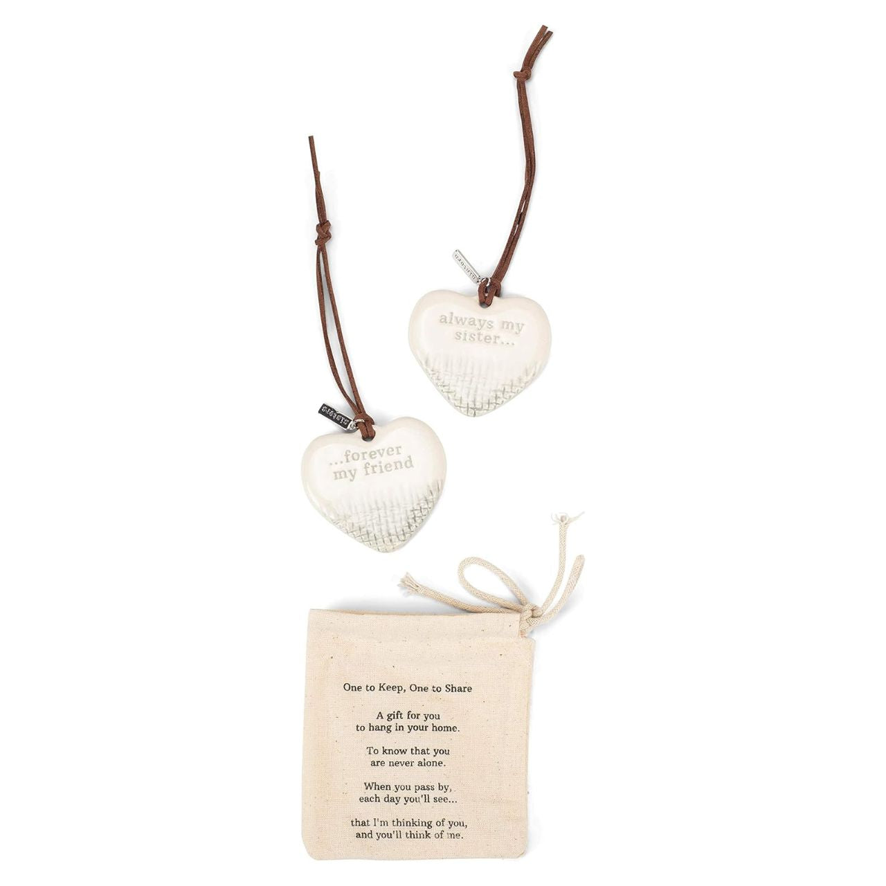 Demdaco Sisters One to Keep, One to Share Ornament Set