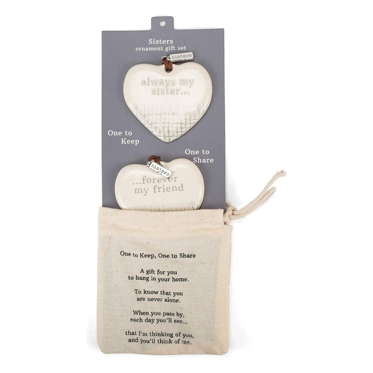 Demdaco Sisters One to Keep, One to Share Ornament Set