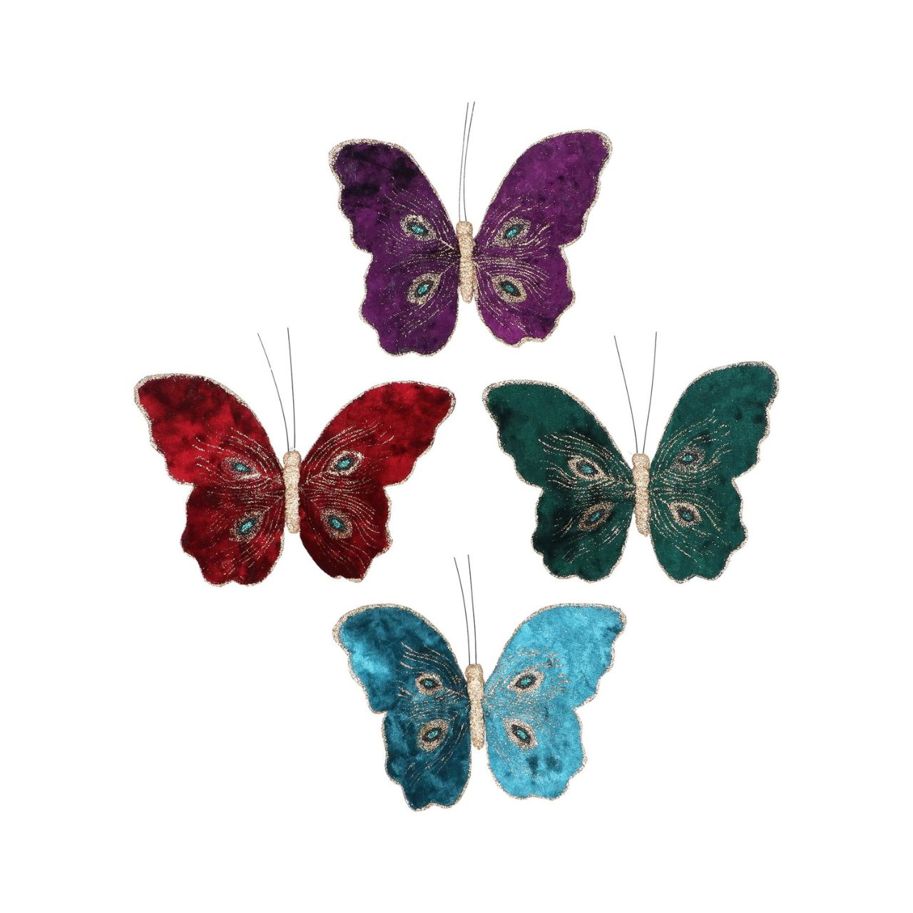 Add a touch of enchantment to your holiday decor with Gisela Graham's Diamante Butterflies Clip on Christmas Decorations. These fabric butterflies, adorned with sparkling diamantes, effortlessly clip onto your tree or wreath for a delicate and glamorous touch. Elevate your Christmas display with these beautiful and unique ornaments.