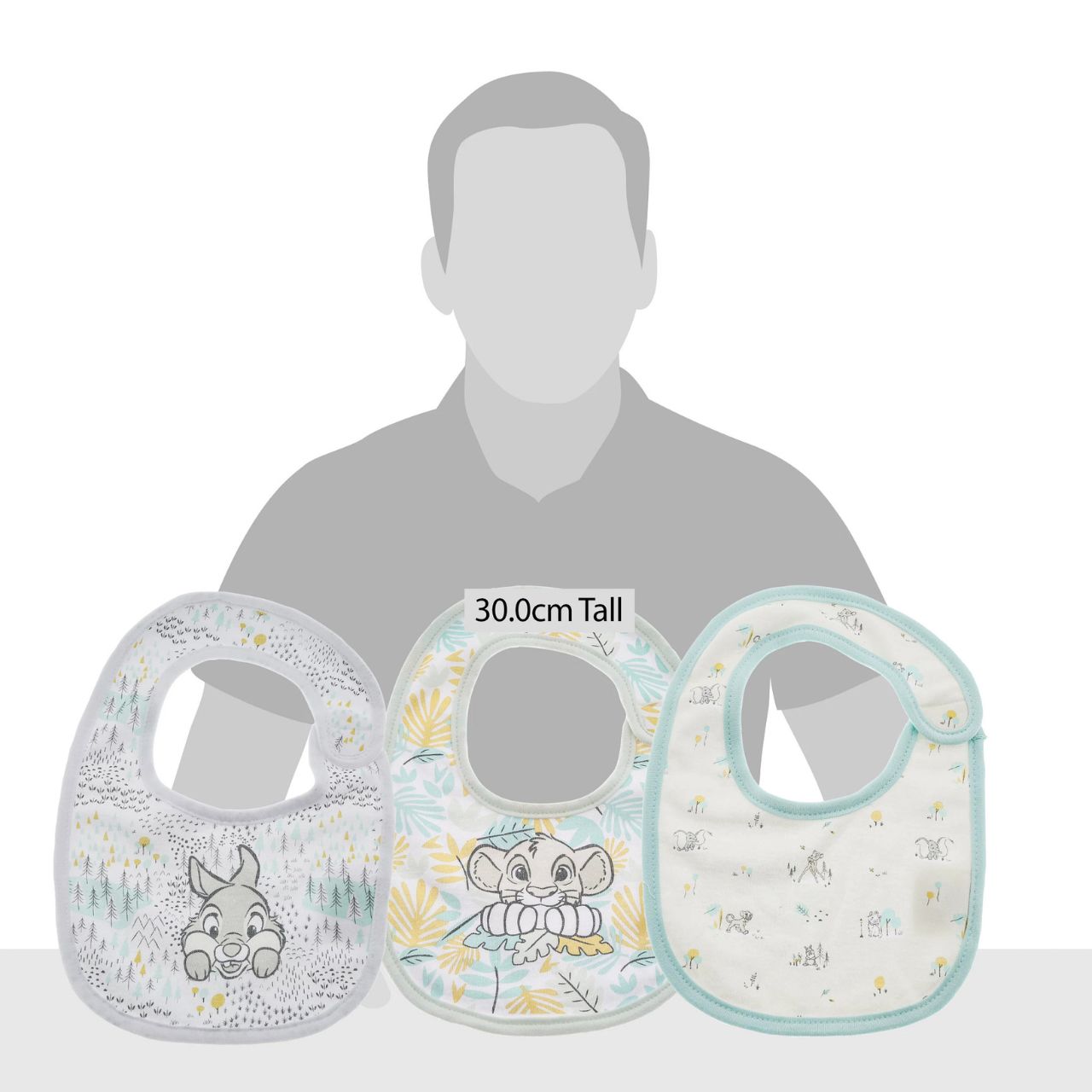 Wipe away those meal times messes with these Classic Disney bibs. With the super soft fabric and easy-peasy fastenings, we've got meal times, and baby, covered. The gender-neutral pack of three comes with separate designs featuring Simba, Thumper, Bambi and Marie.