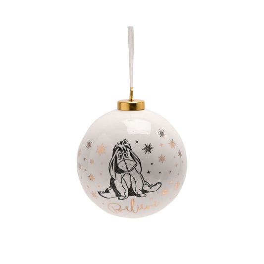 Bring touch of timeless Disney magic to the Christmas tree with this elegant gold foiled ceramic collectable Eeyore bauble. From Disney Classic Collectables - luxurious collectable gifts for the enduring Disney fan.