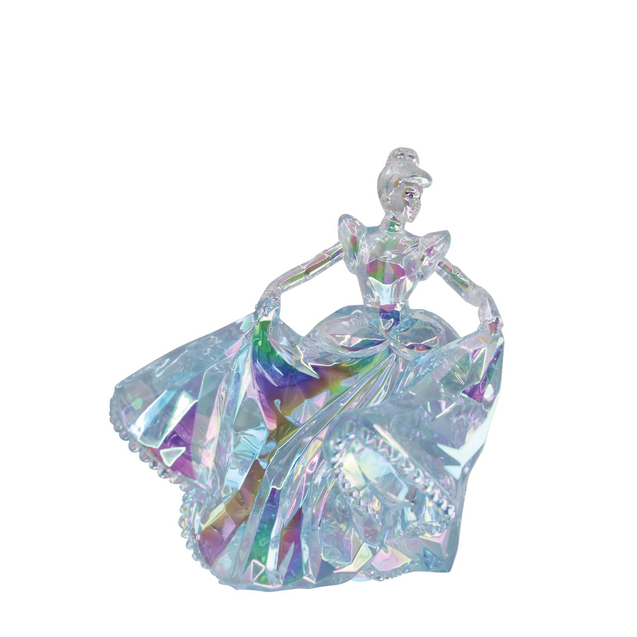 Celebrate the wonder of Cinderella with this "gem-cut" acrylic figurine. Dressed in her iconic blue gown, this is perfect to catch the light and sparkle for attention. Comes in a fully branded gift box.