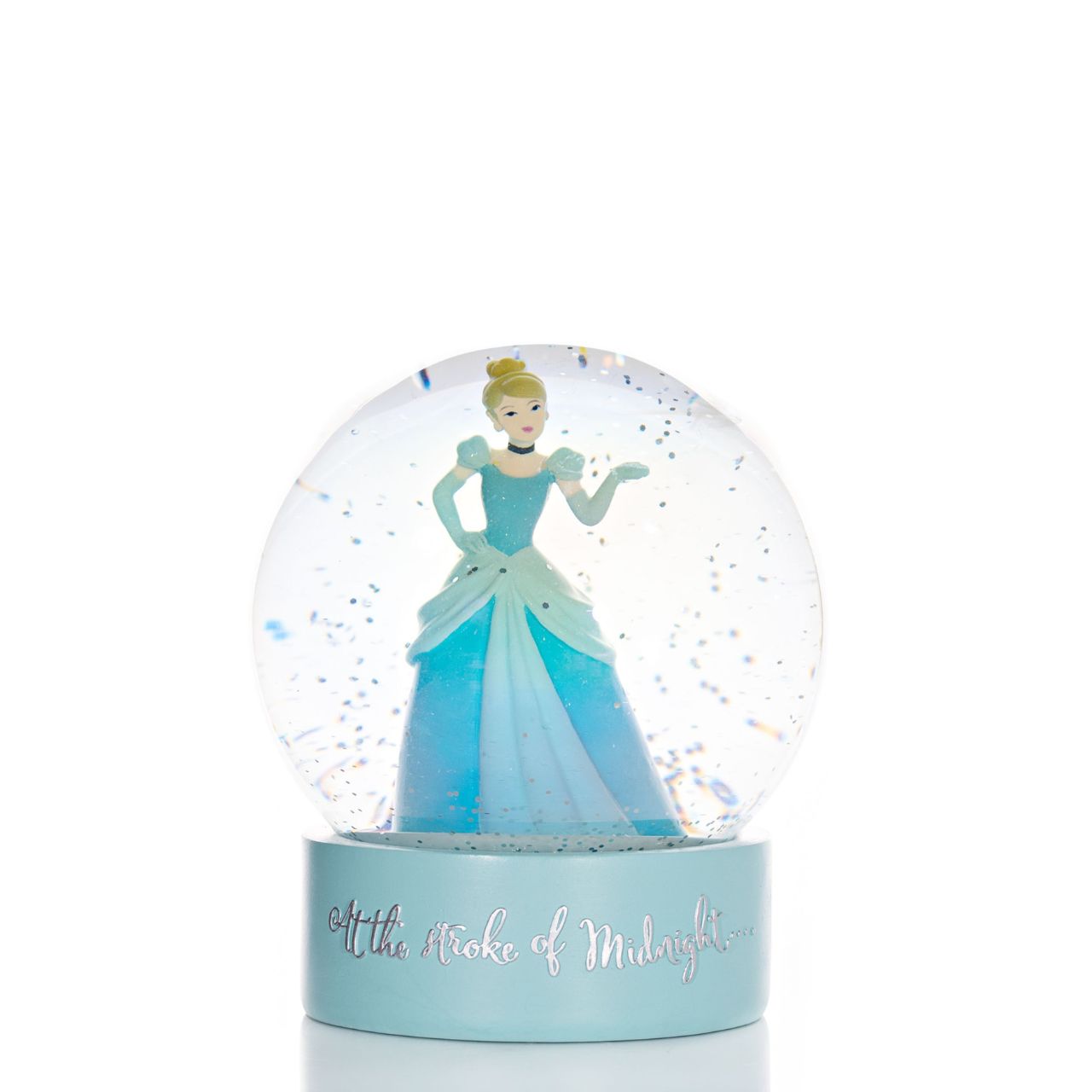 This fun Disney Snowglobe features a beautiful Cinderella figurine and blue glitter, as well as the phrase 'At the Stroke of Midnight' featuring in both silver lettering and a gorgeous font. This would be an amazing stocking filler for any little Cinderella fans in your life.