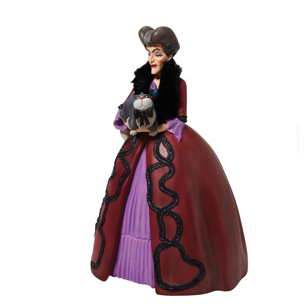 Disney Showcase Lady Tremaine Rococo Figurine  Lady Tremaine Rococo Figurine. Cinderella's Step Mother is made from cast stone. Each piece is hand painted and slight colour variations are to be expected which makes each piece unique. Supplied in branded gift box.