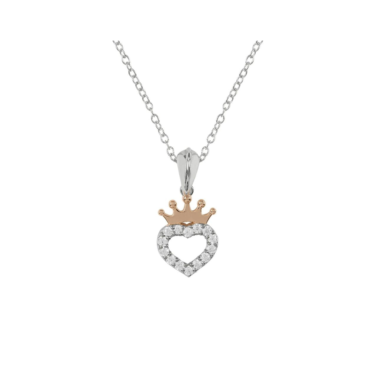 This official Disney Princess sterling silver crown heart pendant necklace is the perfect gift for any Disney fan.