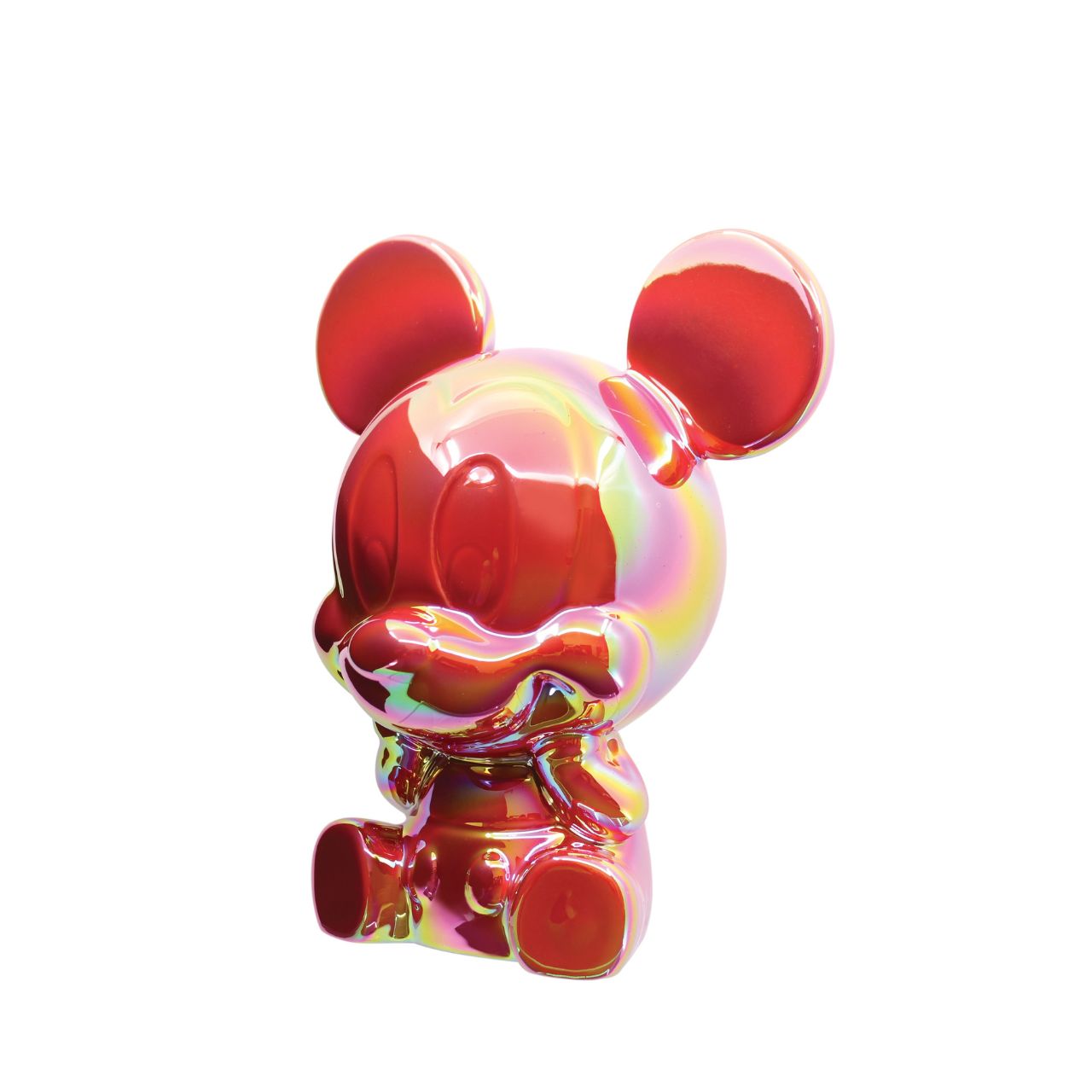 Make saving fun with the Mickey Ceramic Money Bank by Disney Showcase. It is the perfect, practical décor piece for Disney fans of all ages. At 17cm tall with a dazzling red, iridescent finish this piece is guaranteed to catch the attention of all that see it and will add the Disney magic to any home.