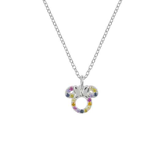 Disney Minnie Mouse Rainbow Stone Set Necklace  This Disney Minnie Mouse Rainbow Stone Set Necklace is a stylish and playful accessory that is perfect for any Disney fan. With a vibrant rainbow stone set, this necklace adds a touch of color to any outfit. Made from high-quality materials, it is durable and eye-catching. Feel like a true Disney fan with this must-have accessory.