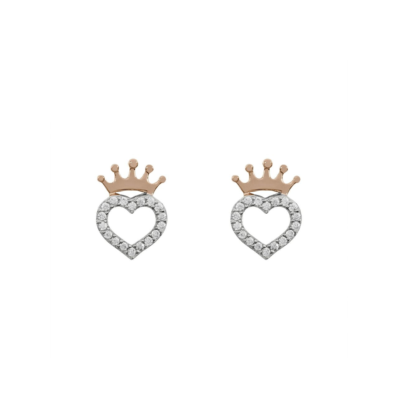 Disney Princess Sterling Silver Love Heart with Crown Earring  Crafted with sterling silver, these Disney Princess Love Heart earrings feature a delicate crown design perfect for any princess. Add a touch of magic and elegance to your outfit with these timeless earrings. Guaranteed to make any Disney fan feel like royalty.