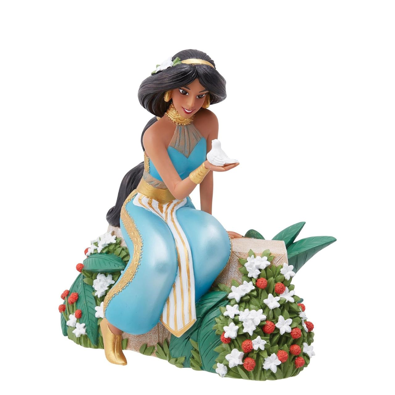 The spirited sultan's daughter Jasmine joins the rest of the iconic princesses in the Disney Showcase Botanical range. Sitting on a bed of flowers and cradling a bird in her hand, Aladdin's iconic female couldn't look more at home in this eye-catching sculpted piece.