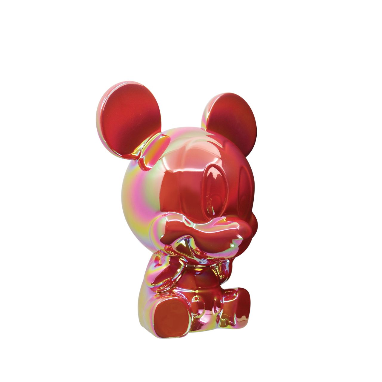 Make saving fun with the Mickey Ceramic Money Bank by Disney Showcase. It is the perfect, practical décor piece for Disney fans of all ages. At 17cm tall with a dazzling red, iridescent finish this piece is guaranteed to catch the attention of all that see it and will add the Disney magic to any home.