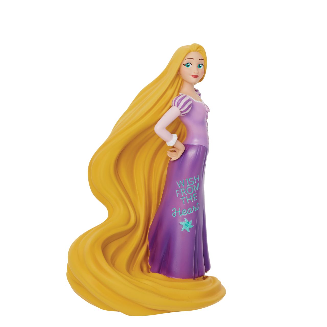 Tangled Rapunzel Wish Princess Expressions Figurine  Rapunzel from the hit Disney film 'Tangled' in an expressive pose with an empowering message that reads "Wish from the Heart"