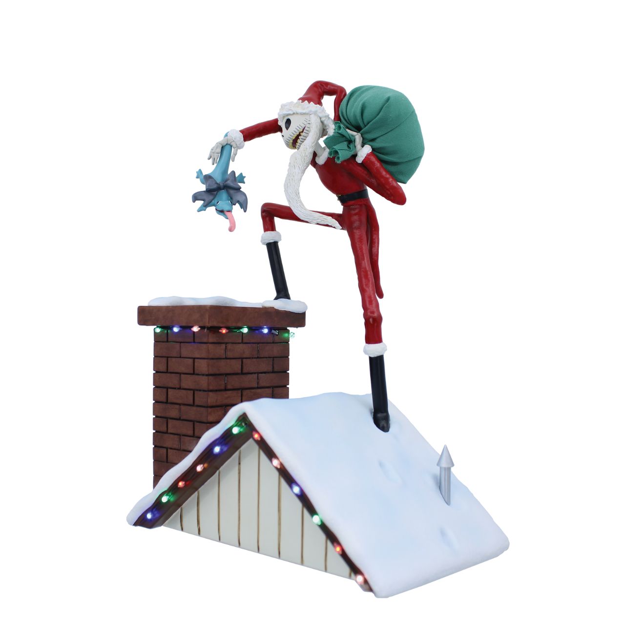 The Disney Showcase Santa Jack figurine is a must-have piece for fans of Tim Burton's classic, The Nightmare Before Christmas. This figurine stands 10" tall and depicts Jack Skellington dressed as Sandy Claws, delivering monstrous presents to unsuspecting boys and girls.