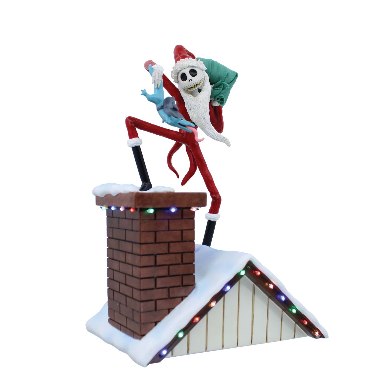 The Disney Showcase Santa Jack figurine is a must-have piece for fans of Tim Burton's classic, The Nightmare Before Christmas. This figurine stands 10" tall and depicts Jack Skellington dressed as Sandy Claws, delivering monstrous presents to unsuspecting boys and girls.