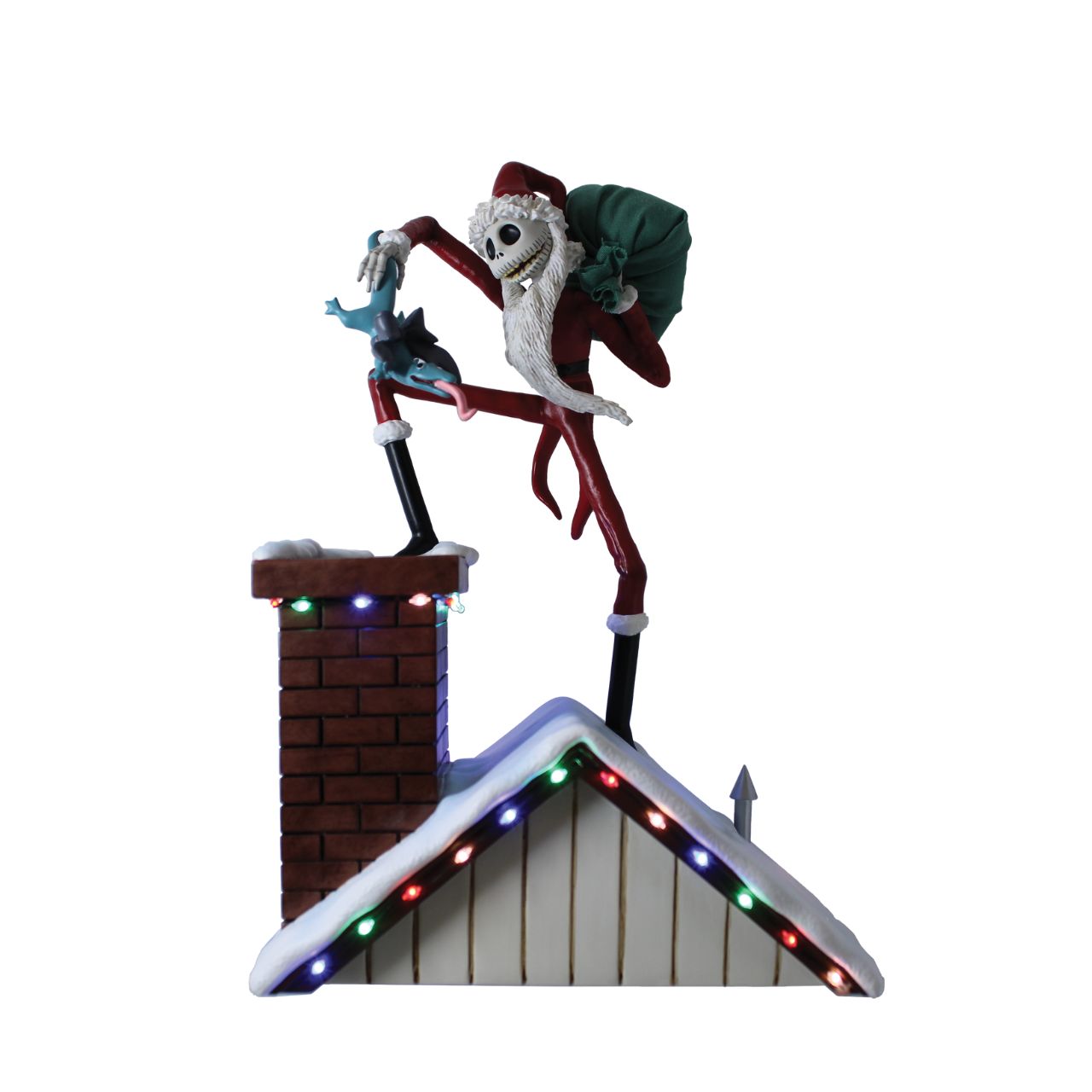 The Disney Showcase Santa Jack figurine is a must-have piece for fans of Tim Burton's classic, The Nightmare Before Christmas. This figurine stands 10" tall and depicts Jack Skellington dressed as Sandy Claws, delivering monstrous presents to unsuspecting boys and girls.