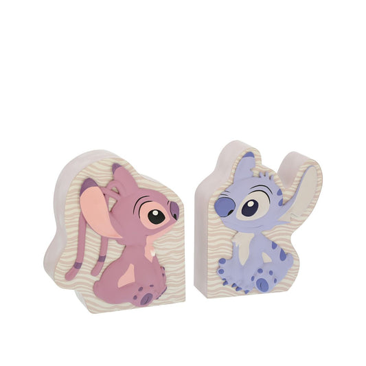 Let Stitch and Angel guard your tales. Introducing Disney's Stitch and Angel Bookends. These adorable characters create a delightful scene while showcasing your favourite stories. Add a touch of mischief and love to your shelves with these charming bookends.