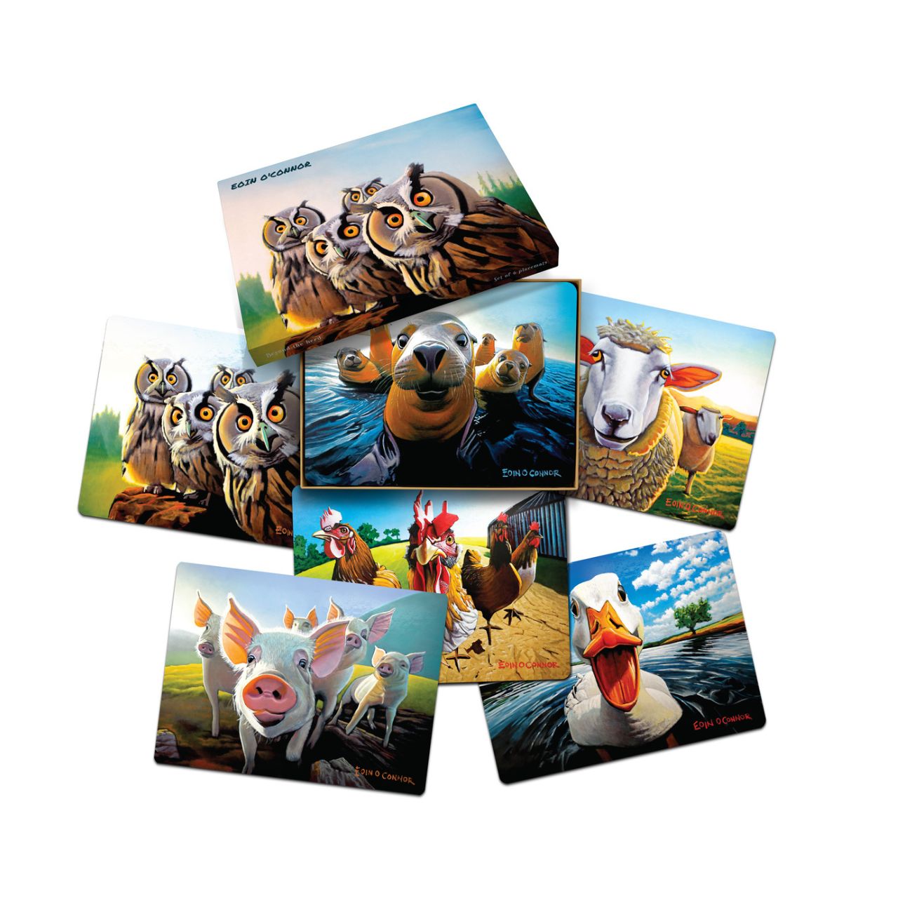 Protect your surfaces with a splash of humour and charm from the Beyond the Herd collection. This set of 6 placemats features delightful animal characters—pigs, ducks, seals, sheep, owls and hens—each with a fun twist that will bring personality to your table.