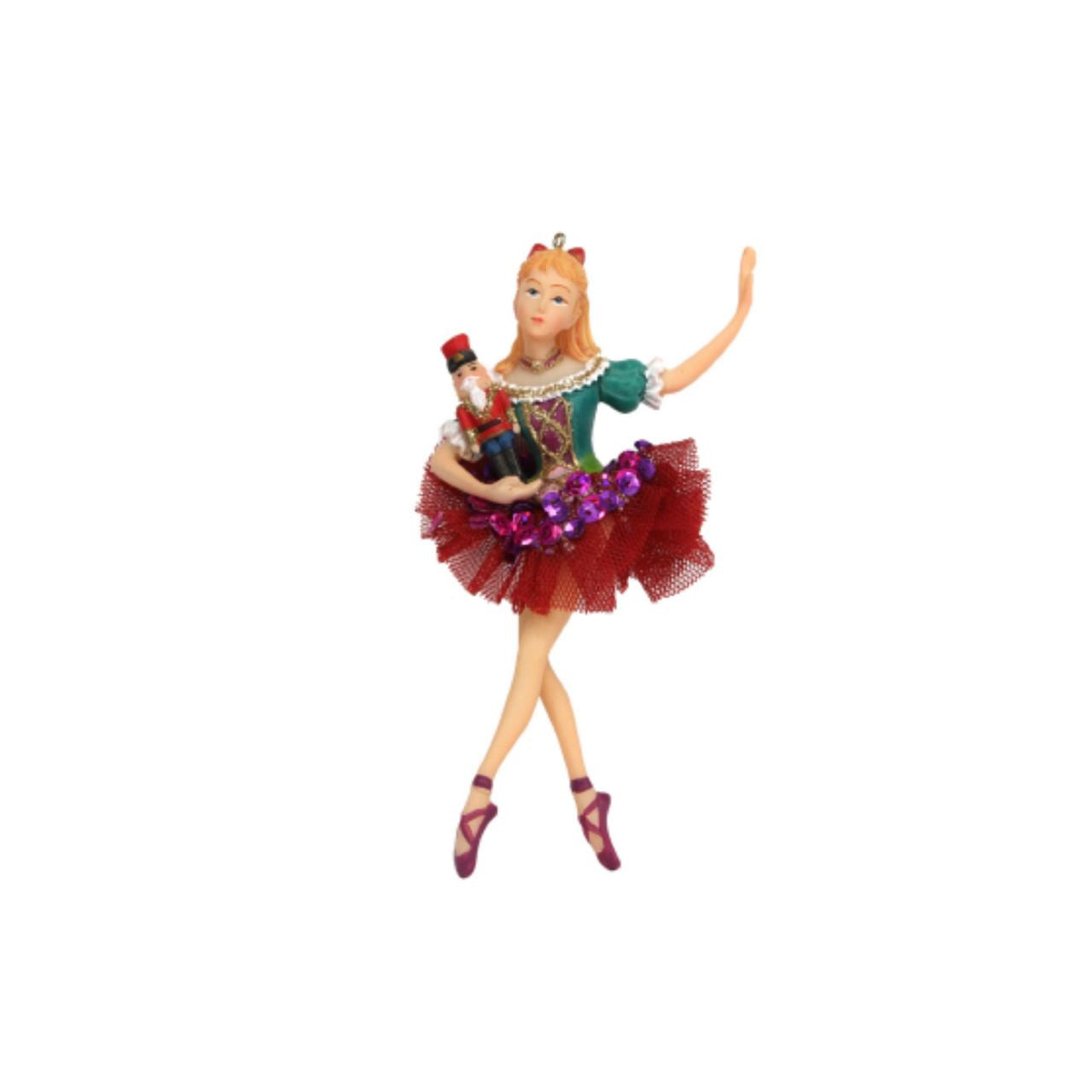 Gisela Graham Fabric Ballerina Christmas Hanging Ornament - Red Burgundy   This Gisela Graham Fabric Ballerina Christmas Hanging Ornament is an impeccably crafted piece, made of quality fabric and finished with a charming red/burgundy colour. Hang it on your tree for a pop of festive cheer!