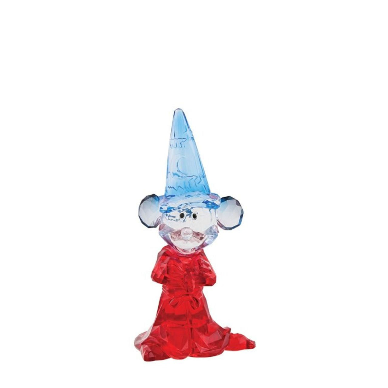 Celebrate your love for Disney with this statement "gem-cut" acrylic sculpture of your favourite Disney character: Sorcerer Mickey Mouse. In his most famous role, Mickey Mouse appears at the Sorcerer's apprentice. One night, Mickey Mouse sneaks on the Sorcerer's hat and brings a broomstick to life. 