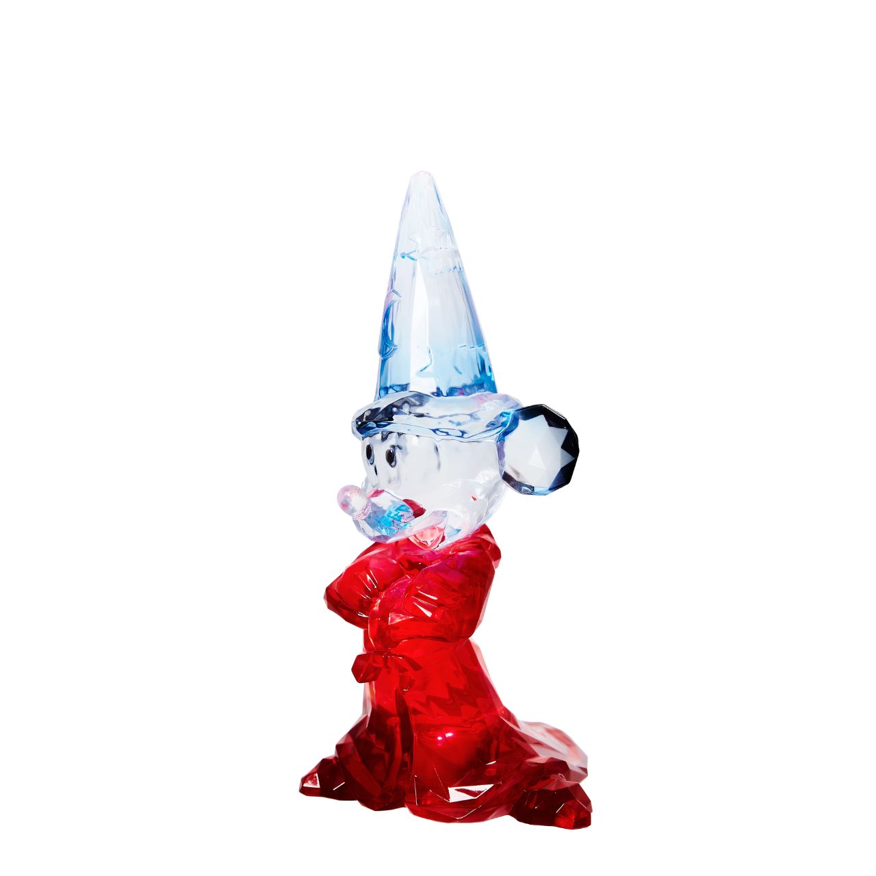 Celebrate your love for Disney with this statement "gem-cut" acrylic sculpture of your favourite Disney character: Sorcerer Mickey Mouse. In his most famous role, Mickey Mouse appears at the Sorcerer's apprentice. One night, Mickey Mouse sneaks on the Sorcerer's hat and brings a broomstick to life. 