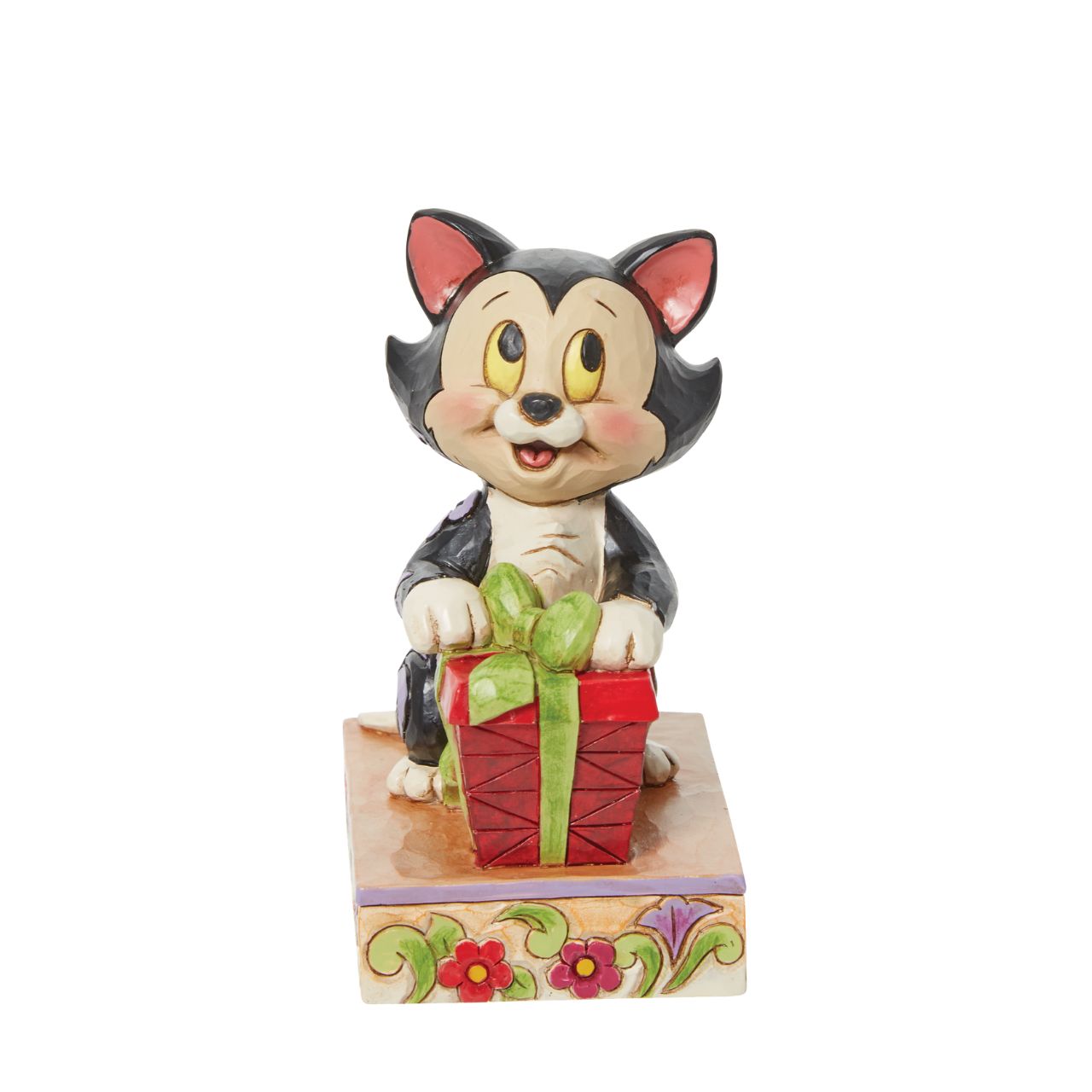 Disney Festive Feline Figaro Christmas Personality Pose  This festive season, everyone needs a festive Feline. Figaro is feeling the Christmas spirit in this piece designed by award winning artist Jim Shore. 