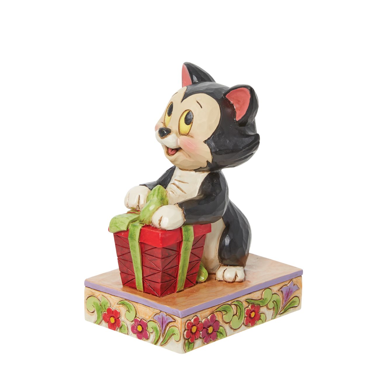 Disney Festive Feline Figaro Christmas Personality Pose  This festive season, everyone needs a festive Feline. Figaro is feeling the Christmas spirit in this piece designed by award winning artist Jim Shore. 