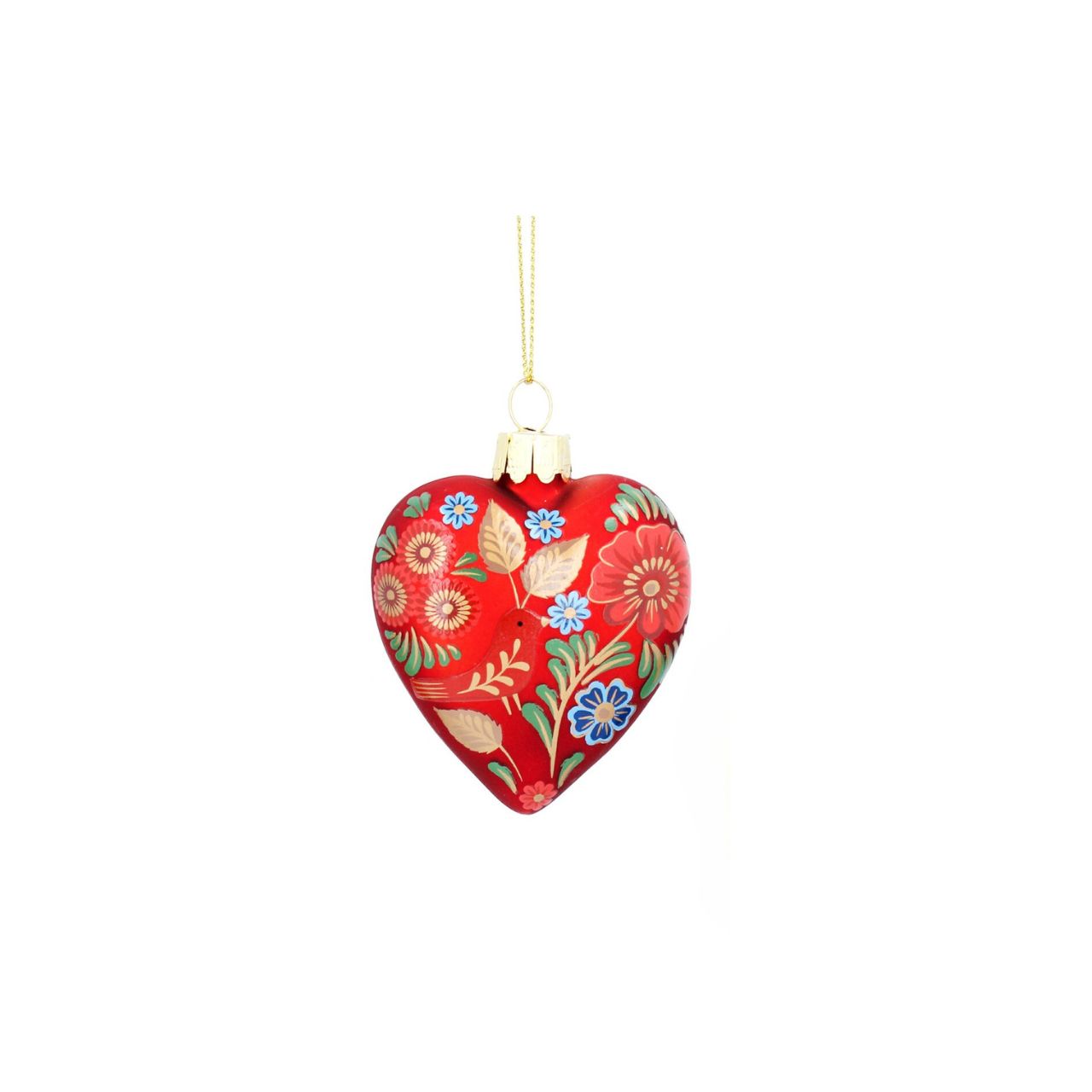 Folk Art Glass Heart Christmas Hanging Ornament by Gisela Graham  This Gisela Graham Folk Art Glass Heart Christmas Hanging Ornament will bring a lovely touch to your holiday décor. Made with high-quality glass, this ornament is sure to make a lasting impression. Perfect for adding a unique personal touch to your holiday decorations.