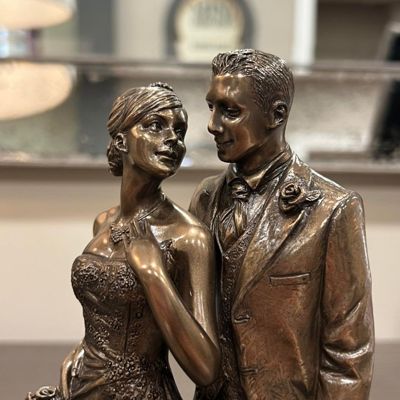 This beautiful piece, the married couple, is a perfect wedding gift as it depicts the unity and magic of love in a perfect partnership, beautifully crafted in a cold cast bronze.