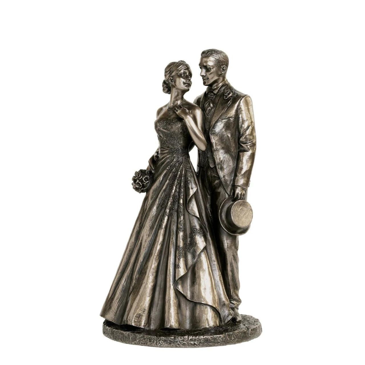 This beautiful piece, the married couple, is a perfect wedding gift as it depicts the unity and magic of love in a perfect partnership, beautifully crafted in a cold cast bronze.