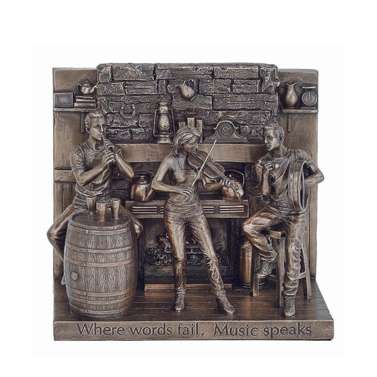 Capturing the traditional Irish music session in flow this magnificent cold cast bronze sculpture from Genesis Ireland will delight any Irish music aficionado or lover of Irish culture and craic.