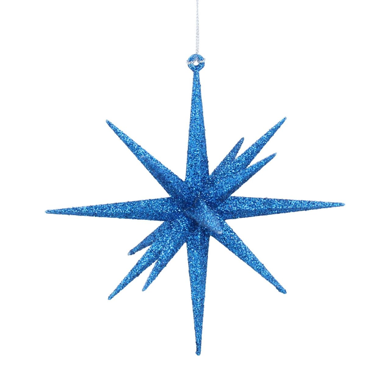 Gisela Graham Blue Glitter Bethlehem Star Christmas Hanging Ornament  Gisela Graham Blue Glitter Bethlehem Star Christmas Hanging Ornament adds a festive sparkle to your holiday tree. This stylish ornament features a beautifully crafted star shape with a sparkly glitter finish that will add a magical touch to your decorations. Designed with long-lasting materials, it is sure to become a treasured addition each year.