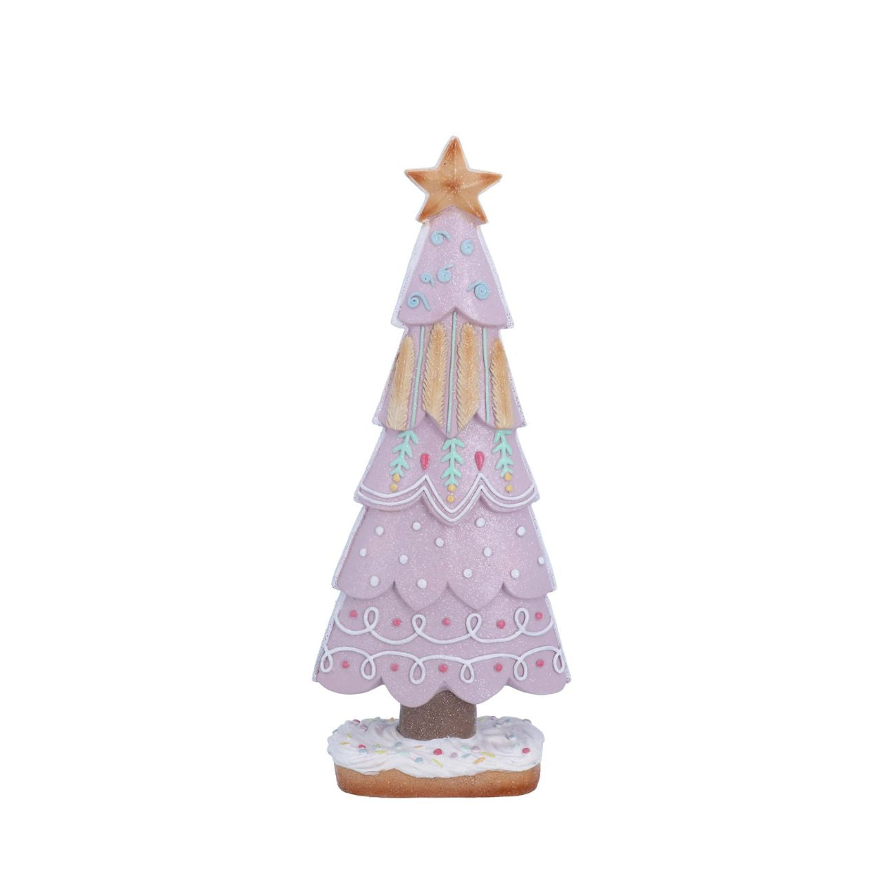 This Lilac Gingerbread Christmas Tree by Gisela Graham is a beautiful and unique addition to any holiday décor. The delicate lilac hue adds a touch of whimsy, while the gingerbread design brings warmth and nostalgia. Crafted by renowned designer Gisela Graham, this tree is sure to be a conversation starter and a cherished decorative piece for years to come.