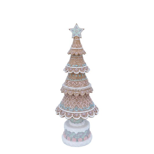 This Pastel Iced Gingerbread Christmas Tree by Gisela Graham stands at 32cm tall and is a delightful addition to any holiday décor. The expertly crafted gingerbread design is finished with a soft pastel icing, adding a touch of whimsy to your home. Elevate your Christmas spirit with this charming tree.