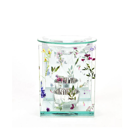 Bring some sweet harmonious sentiment to the home with this wildflower print glass oil burner.